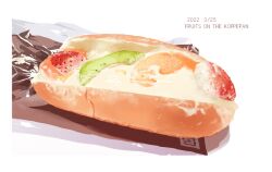Rule 34 | bread, dated, food, food focus, fruit, kiwi (fruit), kiwi slice, matsuyama kojika, no humans, original, shadow, simple background, still life, strawberry, white background
