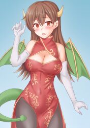 Rule 34 | alternate costume, anti (untea9), breasts, chinese zodiac, cleavage, dragon girl, dress, highres, kantai collection, large breasts, ooi (kancolle), pantyhose, red dress, year of the dragon