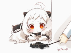 Rule 34 | 10s, 1girl, :&lt;, abyssal ship, ahoge, aircraft, airplane, bad id, bad pixiv id, colored skin, dress, horns, kantai collection, long hair, mittens, northern ocean princess, nunucco, out of frame, sketch, white dress, white hair, white skin