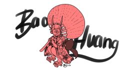 Rule 34 | artist request, bao huang, character name, furisode, geta, horns, japanese clothes, kimono, limited palette, mask, one piece
