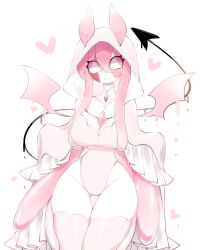 Rule 34 | blush stickers, breasts, cleavage, colored skin, demon tail, extra arms, friday night funkin&#039;, highres, hood, horns, jewelry, large breasts, long hair, looking at viewer, monster girl, multicolored skin, nudibranch, nun, pink hair, pink skin, sarvente (friday night funkin&#039;), slime girl, smile, tail, thick thighs, thighhighs, thighs, usa37107692, very long sleeves, white eyes, white skin, wide hips, wide sleeves