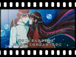 Rule 34 | 1boy, 1girl, antenna hair, bad id, bad pixiv id, black dress, black hair, black scarf, commentary request, couple, dress, eye contact, fate/grand order, fate (series), film strip, gloves, holding hands, highres, hirosuke (hige ribbon), jacket, long hair, looking at another, military, military uniform, naval uniform, oryou (fate), ponytail, purple eyes, sakamoto ryouma (fate), scarf, sidelocks, translation request, underwater, uniform, very long hair, white gloves, white jacket
