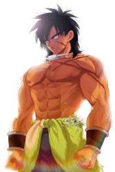 Rule 34 | 1boy, abs, backlighting, bara, biceps, black eyes, black hair, broly (dragon ball super), bulge, clothes around waist, cowboy shot, dragon ball, dragon ball super, dragon ball super broly, highres, large pectorals, looking to the side, male focus, muscular, muscular male, navel, nipples, pants, pectorals, scar, scar on chest, shirt, shirt around waist, topless male, short hair, skin tight, solo, spiked hair, stomach, sweat, tarutobi, tight clothes, tight pants, veins