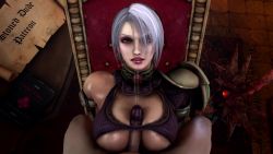 Rule 34 | 1boy, 1girl, 1other, 20s, 3d, 60fps, absurdres, animated, annoyed, armor, artist name, audible speech, bandai, bandai namco, blue eyes, bodysuit, book, bouncing, bouncing breasts, bound, breasts, chair, clothed female nude male, collar, collarbone, covering one eye, covering privates, dark-skinned male, dark skin, detached sleeves, earrings, erection, eye contact, eyeshadow, floor, glowing, green hair, hair over one eye, handsfree paizuri, held down, helpless, hetero, highres, indoors, interpolated, interracial, isabella valentine, jewelry, kama sutra (book), large breasts, lipstick, living weapon, looking at another, looking at viewer, looking down, looping animation, makeup, namco, nude, paizuri, paizuri under clothes, pauldrons, penis, pink lips, planted, planted sword, planted weapon, pov, precum, precum string, purple bodysuit, purple sleeves, restrained, revealing clothes, rubbing, rug, scroll, shiny skin, short hair, shoulder armor, signature, silver hair, single detached sleeve, single pauldron, sitting, sitting on person, snakeskin print, solo focus, soul calibur, soul edge (weapon), soulcalibur, soulcalibur v, sound, source filmmaker (medium), stoneddude, straight hair, sword, table, talking, talking to viewer, uncensored, underboob, video, weapon