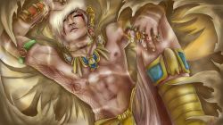 Rule 34 | 1boy, abs, absurdres, alternate costume, armband, bigbang, blonde hair, choker, cloak, daesung, earrings, egyptian clothes, highres, jewelry, k-pop, loincloth, looking at viewer, male focus, muscular, nail polish, necklace, ring, topless male, solo, tattoo