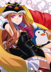 Rule 34 | 10s, 1girl, animal, animal hat, arm up, armpits, bad id, bad pixiv id, bare shoulders, bird, black thighhighs, boots, brown hair, elbow gloves, gloves, hat, heki (axis), long hair, mawaru penguindrum, penguin, penguin 3-gou, pink eyes, princess of the crystal, ribbon, solo, takakura himari, thigh boots, thighhighs