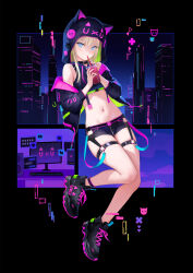 Rule 34 | 1girl, animal hood, bare shoulders, bendy straw, black shorts, blonde hair, blue eyes, blush, breasts, bubble tea, cat hood, crop top, cup, disposable cup, drink, drinking, drinking straw, drinking straw in mouth, highres, holding, holding cup, holding drink, hood, jacket, long hair, looking at viewer, mignon, navel, off shoulder, open clothes, open jacket, original, shoes, short shorts, shorts, small breasts, sneakers, solo, stomach, thigh strap