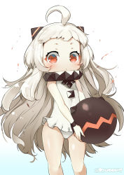 Rule 34 | 10s, 1girl, abyssal ship, adapted costume, ahoge, highres, horns, kantai collection, long hair, naitou ryuu, northern ocean princess, red eyes, solo, swimsuit, white hair