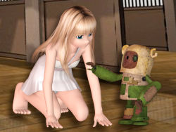 Rule 34 | 00s, 1girl, 3d, barefoot, blue eyes, clannad, garbage doll, girl from the illusionary world, long hair, mixturesweet, robot