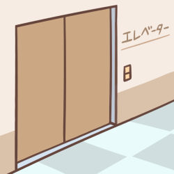 Rule 34 | cafe (chuu no ouchi), checkered floor, door, elevator, flat color, indoors, lowres, no humans