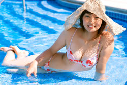 Rule 34 | bikini, harada mai, hat, mai sweet, photo (medium), pool, straw hat, swimsuit