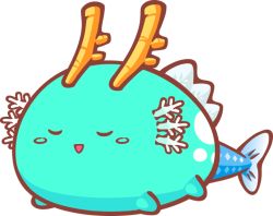 Rule 34 | animal focus, axie, axie infinity, fins, fish, fish tail, full body, game, mermaid costume, no humans, puff, shark fin, solo, tail, transparent background