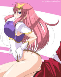 Rule 34 | 00s, 1girl, blush, bouncing breasts, breasts, clothed sex, covered erect nipples, curvy, from behind, girl on top, gloves, gundam, gundam seed, gundam seed destiny, hair ornament, highleg, highres, large breasts, leotard, long hair, meer campbell, morimoto kiyona, open mouth, pink hair, purple eyes, purple hair, rape, reverse cowgirl position, sex, sex from behind, skin tight, solo focus, spandex, star (symbol), star hair ornament, straddling, sweat, text focus, tongue, vaginal
