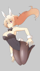 Rule 34 | 1girl, animal ears, bad id, bad pixiv id, blonde hair, bow, bowtie, breasts, cleavage, detached collar, fake animal ears, female focus, hanamsky, large breasts, leotard, long hair, original, pantyhose, playboy bunny, rabbit ears, rabbit tail, red eyes, simple background, solo, tail, wrist cuffs