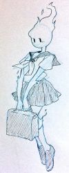 Rule 34 | 1girl, bag, blush, fire, fuku fire, highres, monster girl, school uniform, skirt, undertale