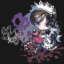 Rule 34 | brown hair, cup, grey eyes, maid, personification, skull, tea, teacup, teapot, ume (illegal bible), zodiac