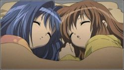 Rule 34 | 2girls, animated, animated gif, hair intakes, kanon, lowres, minase nayuki, multiple girls, screencap, sleeping, tsukimiya ayu