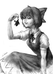 Rule 34 | cirno, embodiment of scarlet devil, frog, greyscale, monochrome, solo, tagme, touhou