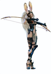 Rule 34 | 00s, animal ears, armor, bow (weapon), fake animal ears, final fantasy, final fantasy xii, fran (ff12), game, gloves, helmet, high heels, long hair, playboy bunny, ponytail, rabbit ears, red eyes, shoes, thighhighs, viera, weapon, white hair