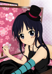 Rule 34 | 1girl, absurdres, akiyama mio, bad id, bad pixiv id, black hair, don&#039;t say &quot;lazy&quot;, facepaint, feijitian, flower, hat, highres, k-on!, long hair, mini hat, mini top hat, solo, striped, top hat