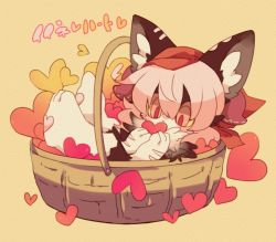 Rule 34 | androgynous, apple, cat, eating, food, fruit, full body, furry, gender request, hat, inumimi-syndrome, long hair, pink eyes, pink hair, simple background, solo