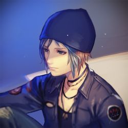 Rule 34 | 1girl, anbe yoshirou, black choker, blue eyes, blue hair, chloe price, choker, closed mouth, collared jacket, commentary request, highres, jacket, jewelry, life is strange, long sleeves, necklace, short hair, solo