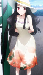Rule 34 | 10s, anime screenshot, black hair, hat, highres, long hair, mahouka koukou no rettousei, red eyes, saegusa mayumi, screencap