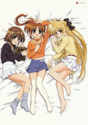 Rule 34 | 00s, absurdres, bed, fate testarossa, highres, lyrical nanoha, mahou shoujo lyrical nanoha, mahou shoujo lyrical nanoha a&#039;s, socks, takamachi nanoha, thighhighs, yagami hayate