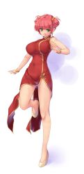 Rule 34 | 1girl, bare legs, bracelet, breasts, chinese clothes, earrings, final fantasy, final fantasy v, green eyes, hair bun, jewelry, kirishima satoshi, large breasts, lenna charlotte tycoon, monk (final fantasy), navel, pink hair, simple background, single hair bun, thick thighs, thigh gap, thighs