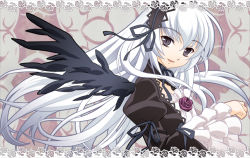 Rule 34 | 00s, flower, nyoro (nyoronyoro000), rose, rozen maiden, solo, suigintou, white hair, wings