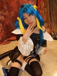 Rule 34 | arc system works, blue hair, boots, cosplay, dizzy (guilty gear), guilty gear, kabura hitori (model), midriff, photo (medium), thighhighs, twintails