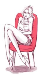 Rule 34 | 1990s (style), 1girl, breasts, chair, final fantasy, final fantasy iv, full body, high heels, legs, crossed legs, long legs, lowres, monochrome, rosa farrell, shoes, sitting, sketch, solo, thighs