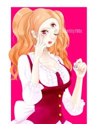 Rule 34 | 1girl, brown hair, charlotte pudding, extra eyes, highres, lipstick, makeup, one eye closed, one piece, red eyes, solo, third eye, tsan (entity780x)