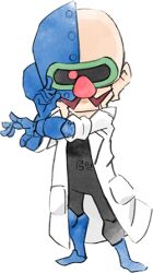 Rule 34 | 1boy, bad tag, bald, big nose, black jumpsuit, blue footwear, cyborg, dr. crygor, facial hair, jumpsuit, lab coat, looking at viewer, lowres, mustache, nintendo, official art, takeuchi kou, third-party source, warioware, warioware: get it together!
