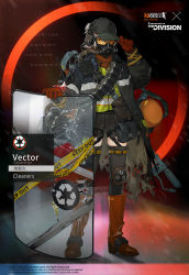 Rule 34 | 1girl, bandolier, baseball cap, boots, chinese commentary, cleaners, crack, crossover, english text, explosive, firefighter, flamethrower, gas mask, gas tank, girls&#039; frontline, gloves, grenade, gun, hat, headset, hellfire vector (girls frontline), knee boots, knee pads, mask, official alternate costume, official art, riot shield, rogue division agent, shield, skirt, smile (mm-l), solo, thighhighs, tom clancy&#039;s the division, vector (girls&#039; frontline), vector (hellfire) (girls&#039; frontline), watch, weapon, wristwatch
