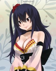 Rule 34 | 1girl, bare shoulders, black hair, breasts, brown eyes, cleavage, colorized, eden&#039;s zero, gaston18, highres, homura kogetsu, japanese clothes, large breasts, long hair, mashima hiro, tagme