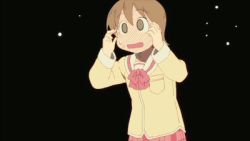 Rule 34 | aioi yuuko, animated, animated gif, brown eyes, brown hair, lowres, nichijou, school uniform, short hair, tokisadame school uniform