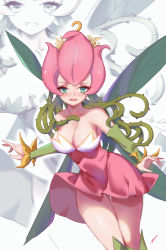Rule 34 | 1girl, absurdres, breasts, cleavage, digimon, dress, fairy, fairy wings, female focus, flying, highres, lilimon, looking at viewer, smile, wings