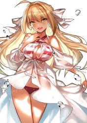 Rule 34 | &gt;:d, 1girl, :d, ahoge, bikini, blonde hair, blush, bow, braid, cowboy shot, criss-cross halter, dress, fate/grand order, fate (series), french braid, gown, green eyes, hair between eyes, hair bow, hair down, hair intakes, hair ribbon, halterneck, hand up, highres, karlwolf, long hair, looking at viewer, nero claudius (fate), nero claudius (fate) (all), nero claudius (swimsuit caster) (fate), nero claudius (swimsuit caster) (third ascension) (fate), open mouth, red bikini, ribbon, see-through, sidelocks, simple background, smile, solo, striped bikini, striped clothes, swimsuit, tsurime, v-shaped eyebrows, water drop, white background, white bow, white dress
