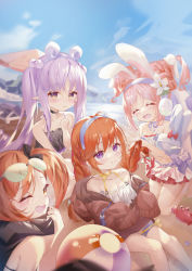 Rule 34 | 4girls, absurdres, blush, child, highres, kyouka (princess connect!), looking at viewer, mimi (princess connect!), misogi (princess connect!), multiple girls, pola (1021), princess connect!, swimsuit, tagme, yuni (princess connect!)