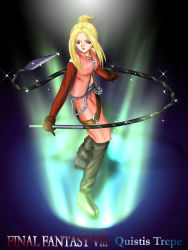 Rule 34 | 1990s (style), 1girl, bare shoulders, blonde hair, blue eyes, boots, breasts, chain, final fantasy, final fantasy viii, gloves, long hair, open mouth, quistis trepe, skirt, solo, whip