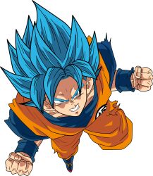 Rule 34 | 1boy, commentary, dougi, dragon ball, dragon ball super, english commentary, highres, michaeld8489, muscular, muscular male, pants, solo, son goku, super saiyan, super saiyan blue, third-party edit, torn clothes, torn pants, transparent background