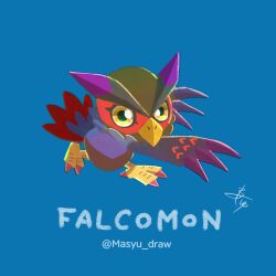 Rule 34 | beak, claws, digimon, digimon (creature), falcomon (digimon savers), highres, simple background, solo, wings