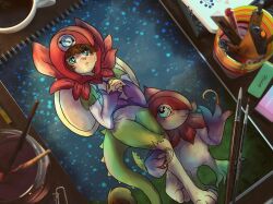 Rule 34 | 1girl, 1other, cosplay, digimon, digimon (creature), floramon, floramon (cosplay), furry, petals, plant, tail