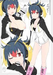 Rule 34 | 10s, 1boy, 1girl, blush, boots, breasts, censored, fellatio, headphones, heart, hetero, highres, kanji, kemono friends, looking at viewer, monochrome, nipples, no bra, one eye closed, open clothes, open mouth, oral, penis, pubic hair, rayze, rockhopper penguin (kemono friends), saliva, short hair, standing, sweat, tears, thighs, tongue, twintails, white background