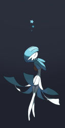 Rule 34 | 1girl, aliasing, alternate color, blue background, blue hair, blue skin, blue theme, bob cut, closed eyes, colored skin, creatures (company), female focus, from behind, full body, game freak, gardevoir, gen 3 pokemon, hands on own chest, hands up, head back, highres, miokaross, multicolored skin, nintendo, pokemon, pokemon (creature), shiny pokemon, short hair, simple background, solo, standing, star (symbol), two-tone skin, u u, white skin
