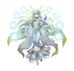 Rule 34 | 1girl, absurdres, aqua hair, azu-taro, blue dress, breasts, bridal gauntlets, cape, commentary request, dress, fire emblem, fire emblem: the blazing blade, fire emblem heroes, floating, floating object, full body, gold trim, gradient clothes, hair ornament, hand up, highres, long dress, long hair, long skirt, looking at viewer, medium breasts, ninian (fire emblem), nintendo, official art, open mouth, red eyes, see-through, shoes, simple background, skirt, smile, snowflake print, solo, stone, turtleneck