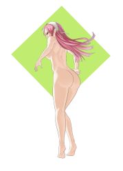 Rule 34 | 1girl, ass, back, cherche (fire emblem), commission, commissioner upload, completely nude, fire emblem, fire emblem awakening, highres, long hair, looking at viewer, looking back, nintendo, nude, pink eyes, pink hair, pomelomelon, solo, white background
