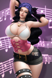 Rule 34 | 1girl, breasts, cleavage, huge breasts, large breasts, long hair, looking at viewer, nico robin, official alternate costume, one piece, one piece film: red, smile, very long hair