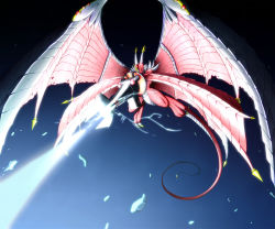 Rule 34 | beam, breath weapon, cannon, claws, digimon, digimon (creature), dragon, dragon wings, examon, horns, large wings, monster, multiple wings, no humans, sasasi, scales, solo, spikes, tail, wings